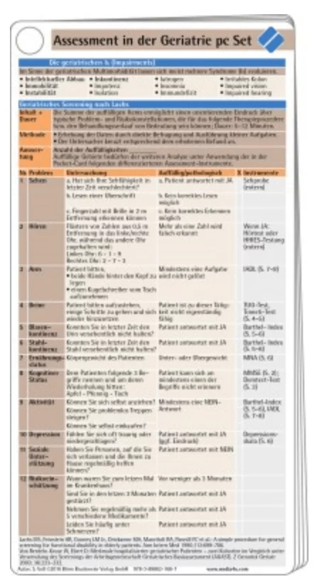Assessment in der Geriatrie pocketcard Set Assessment in der Geriatrie pocketcard Set