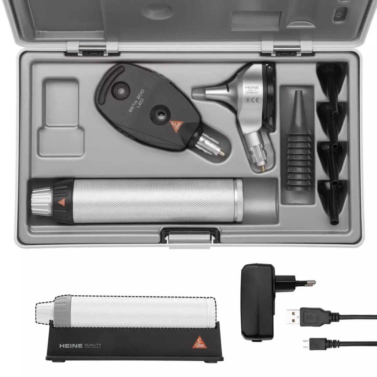  HEINE BETA 400 LED F.O. Otoskop & BETA 200 LED Ophthalmoskop im Set