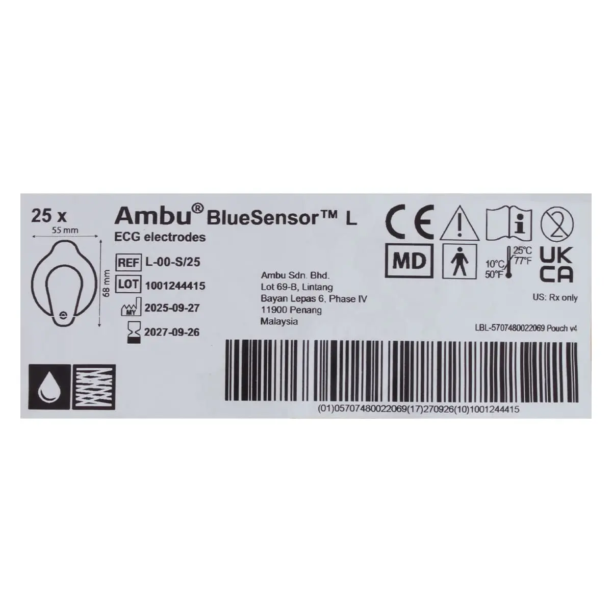 Électrodes ECG à usage unique BlueSensor L-00-S/25 Électrodes ECG à usage unique BlueSensor L-00-S/25