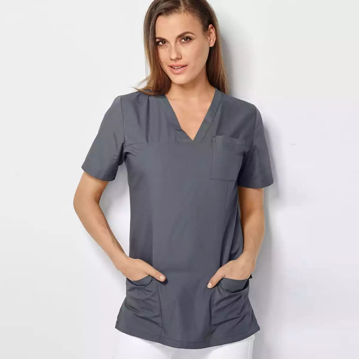  Tunique médicale à col V pour femme Roma