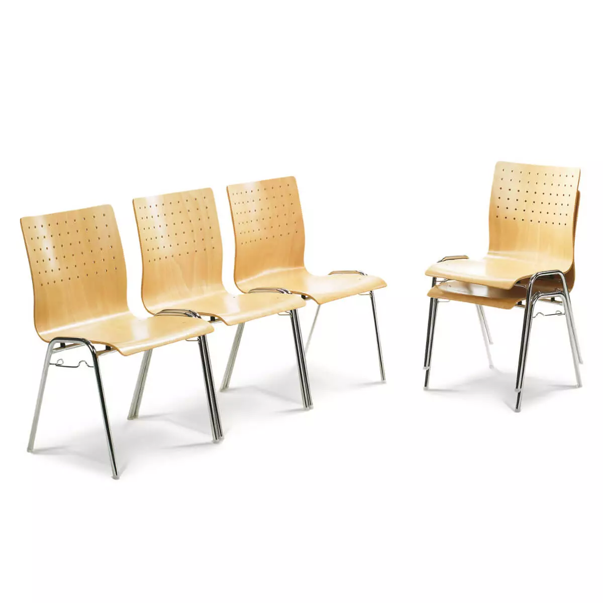  Chaise empilable avec assise en hêtre