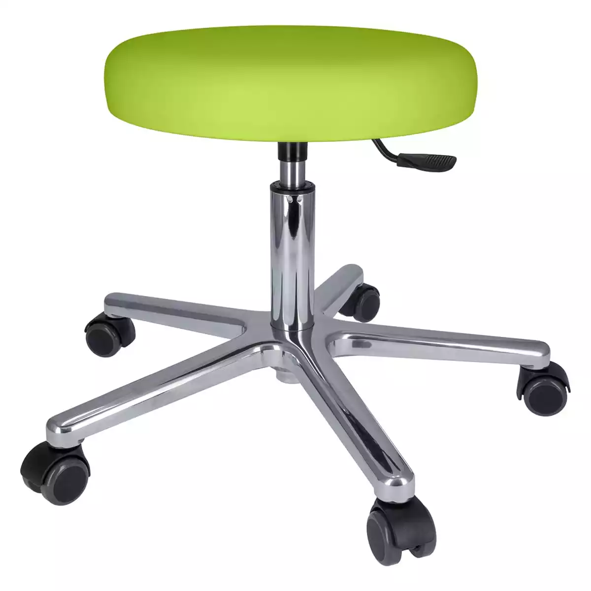 Tabouret à roulettes pivotant avec piétement en aluminium Tabouret à roulettes pivotant avec piétement en aluminium