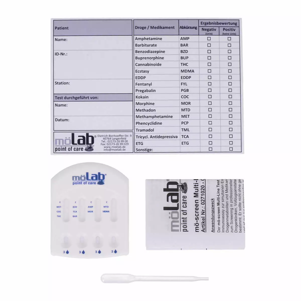  Test urinaire de dépistage anti-drogue Multi-Line
