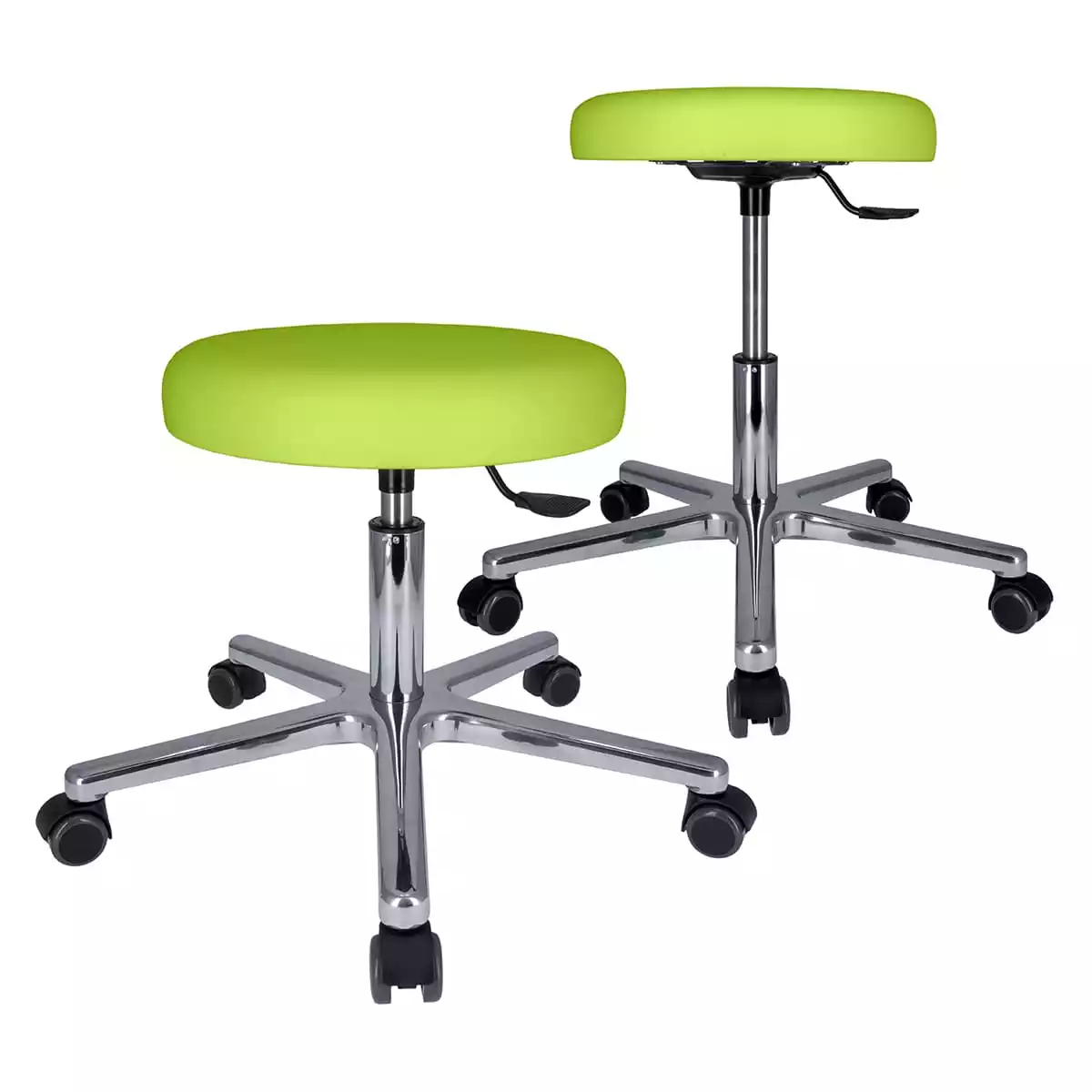  Tabouret à roulettes pivotant avec piétement en aluminium