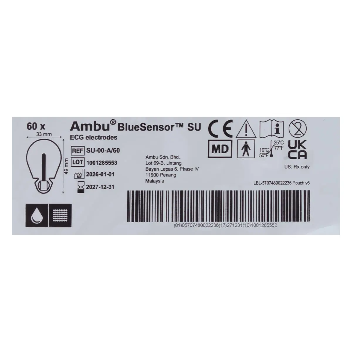 Électrodes ECG à usage unique BlueSensor SU-00-A/60 Électrodes ECG à usage unique BlueSensor SU-00-A/60