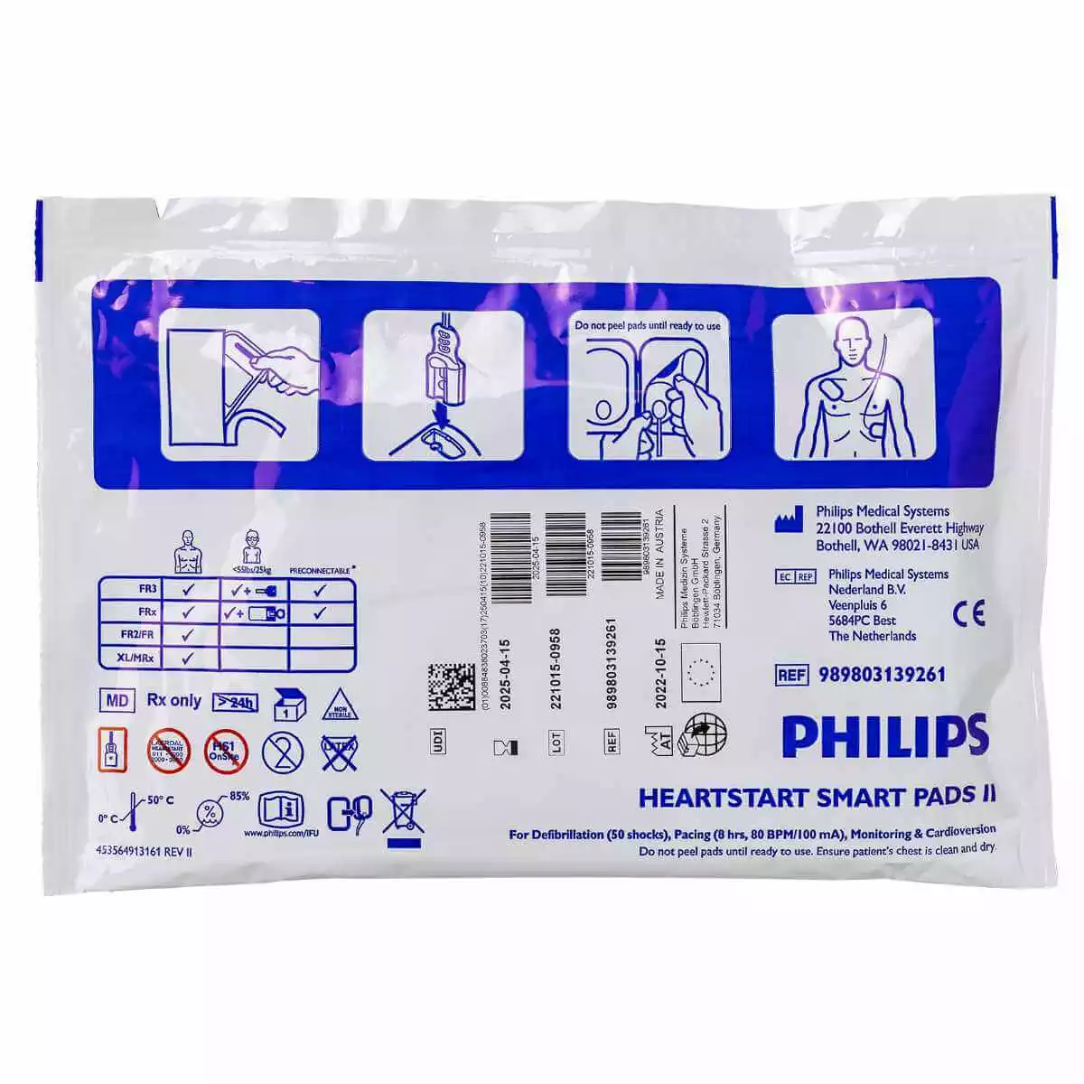  SMART-Pads II Cassette d'électrodes pour défibrillateur FRx