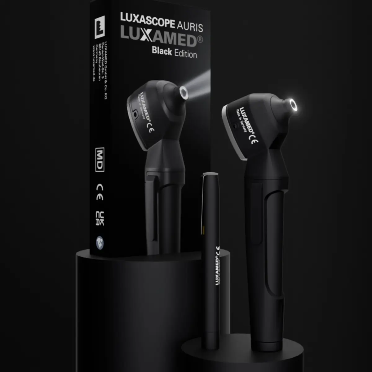  LuxaScope Auris Otoskop & Diagnostikleuchte im Black-Edition-Set
