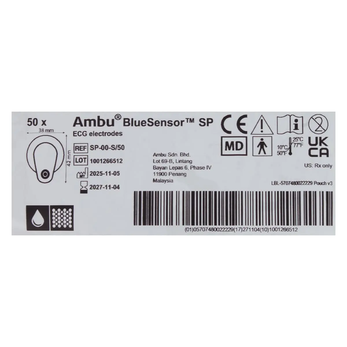 Électrodes ECG à usage unique BlueSensor SP-00-S/50 Électrodes ECG à usage unique BlueSensor SP-00-S/50