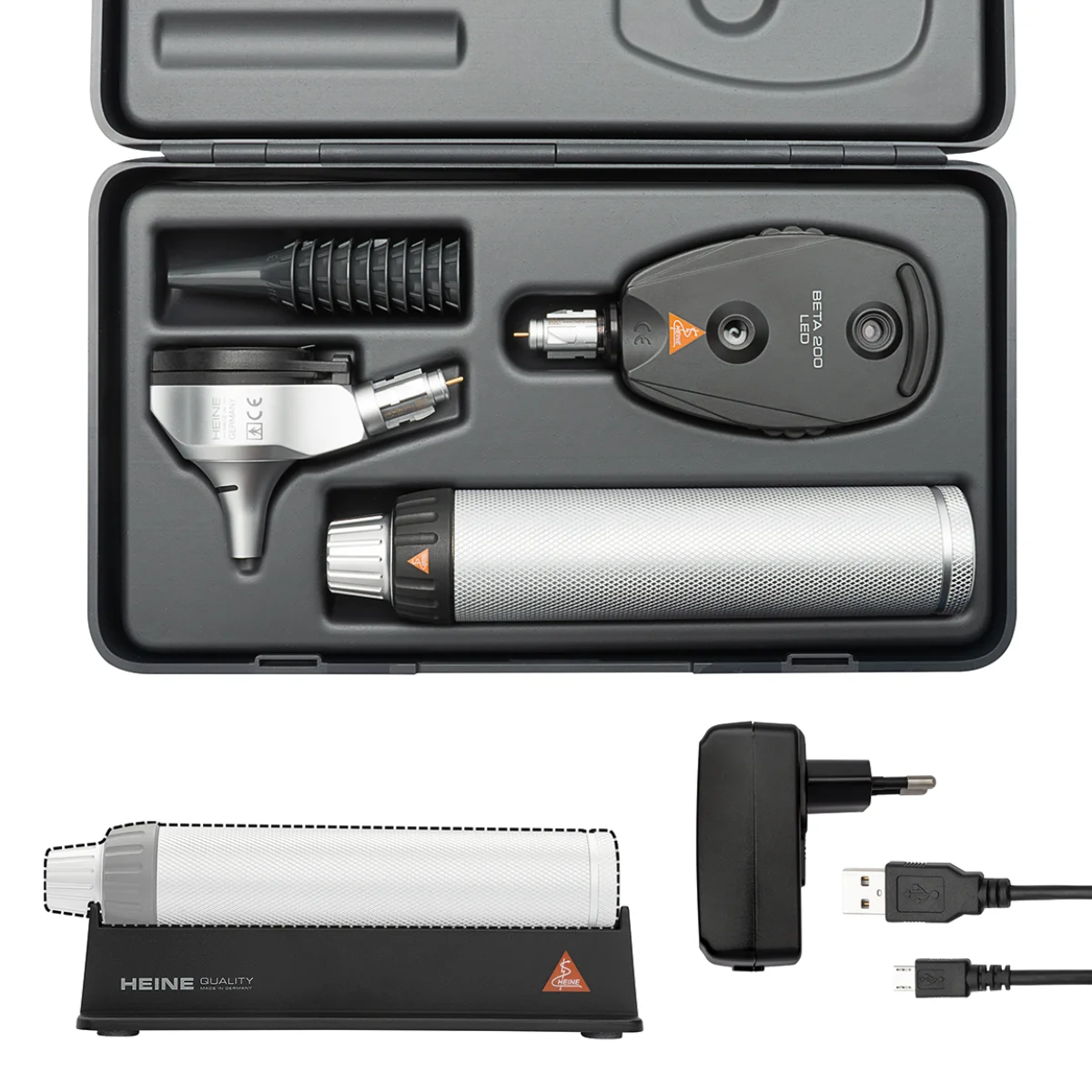 Set d’otoscope HEINE BETA 200 LED F.O. et ophtalmoscope BETA 200 LED Set d’otoscope HEINE BETA 200 LED F.O. et ophtalmoscope BETA 200 LED
