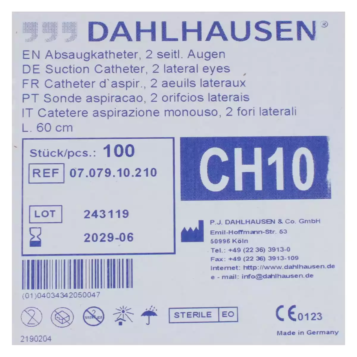  Cathéters d’aspiration standard 60 cm