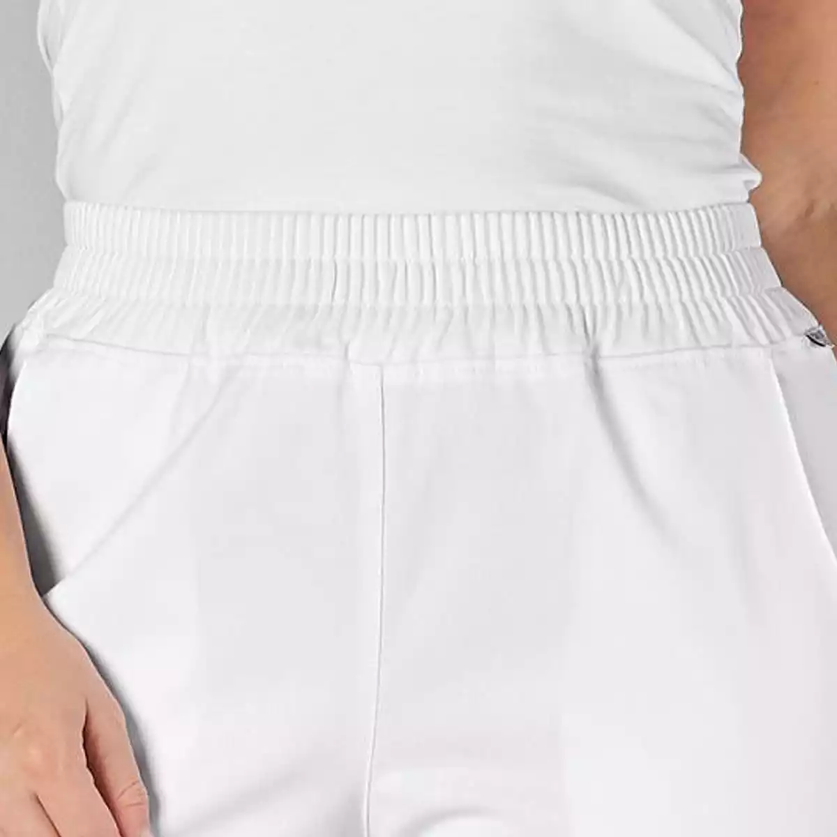  Pantalon blanc à taille élastique pour femme