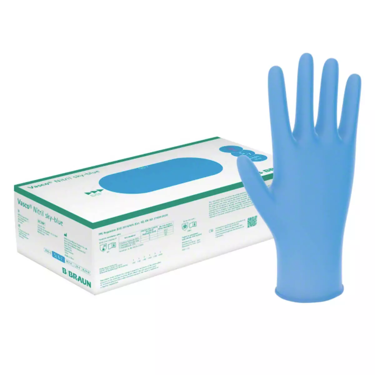  Gants d'examen Vasco Nitril Sky-Blue