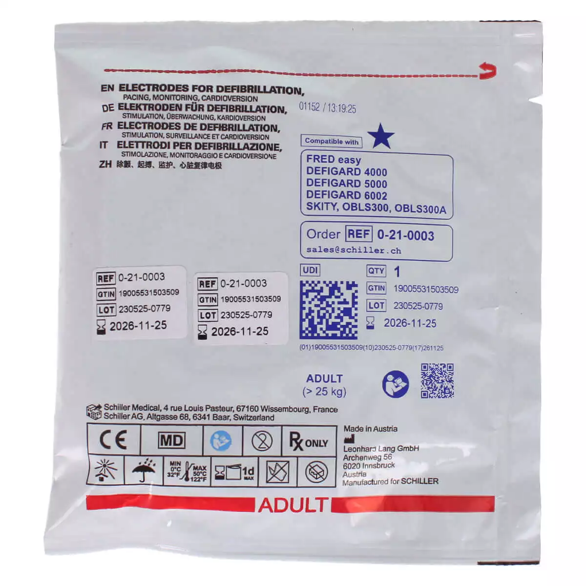  Électrodes pour défibrillateur FRED easy
