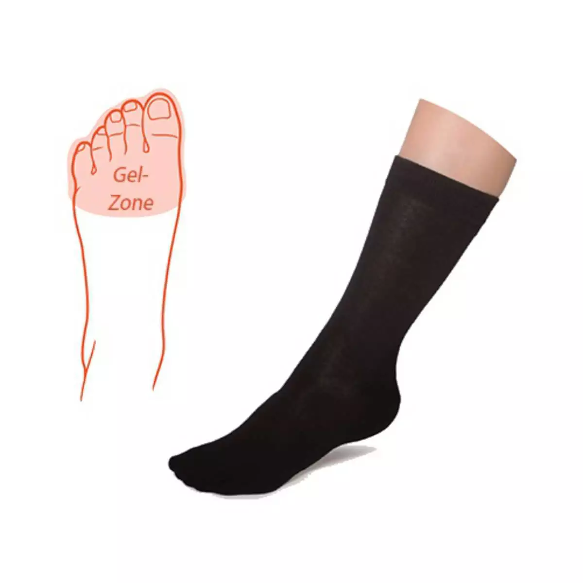  Bas avec zone de gel intégrée pour les orteils