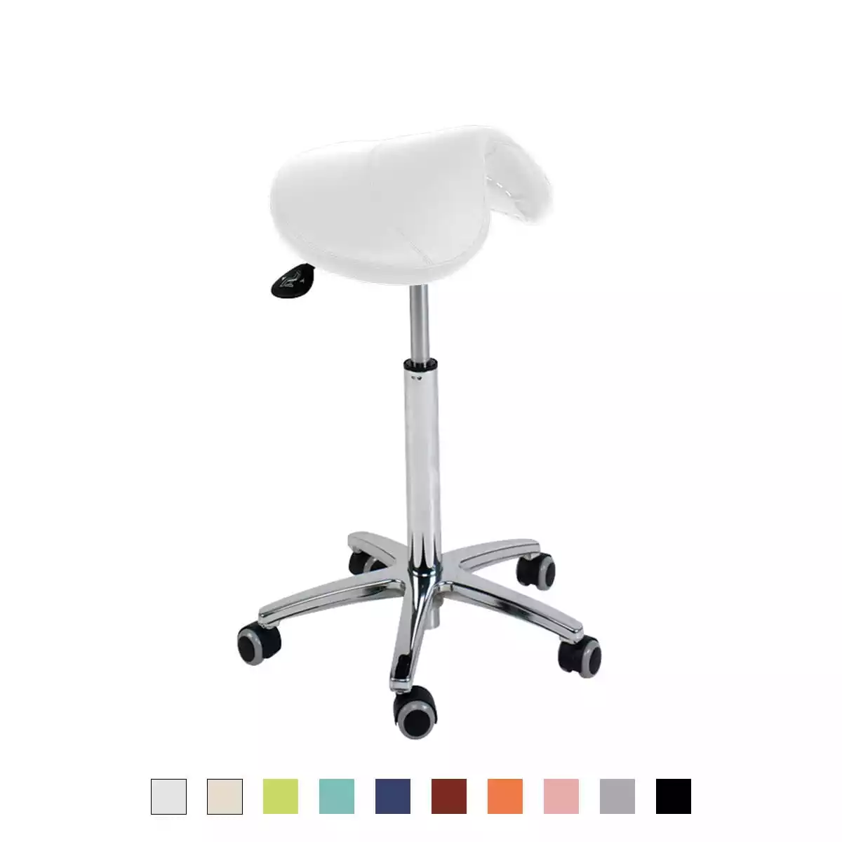  Tabouret à roulettes avec assise en forme de selle