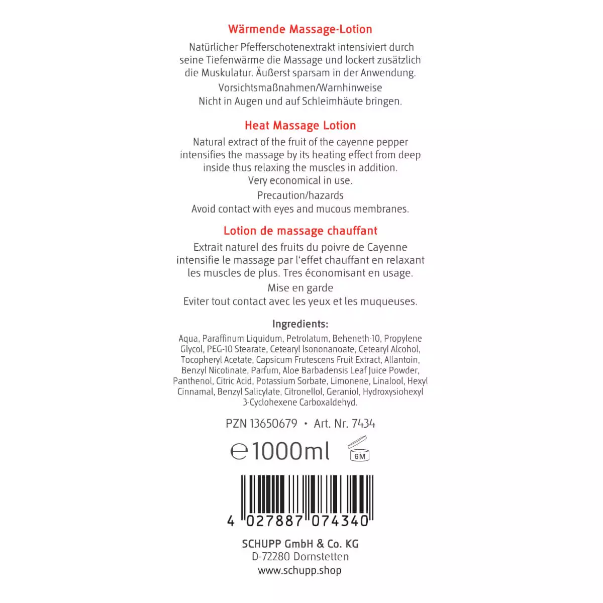  Wärmende Massagelotion