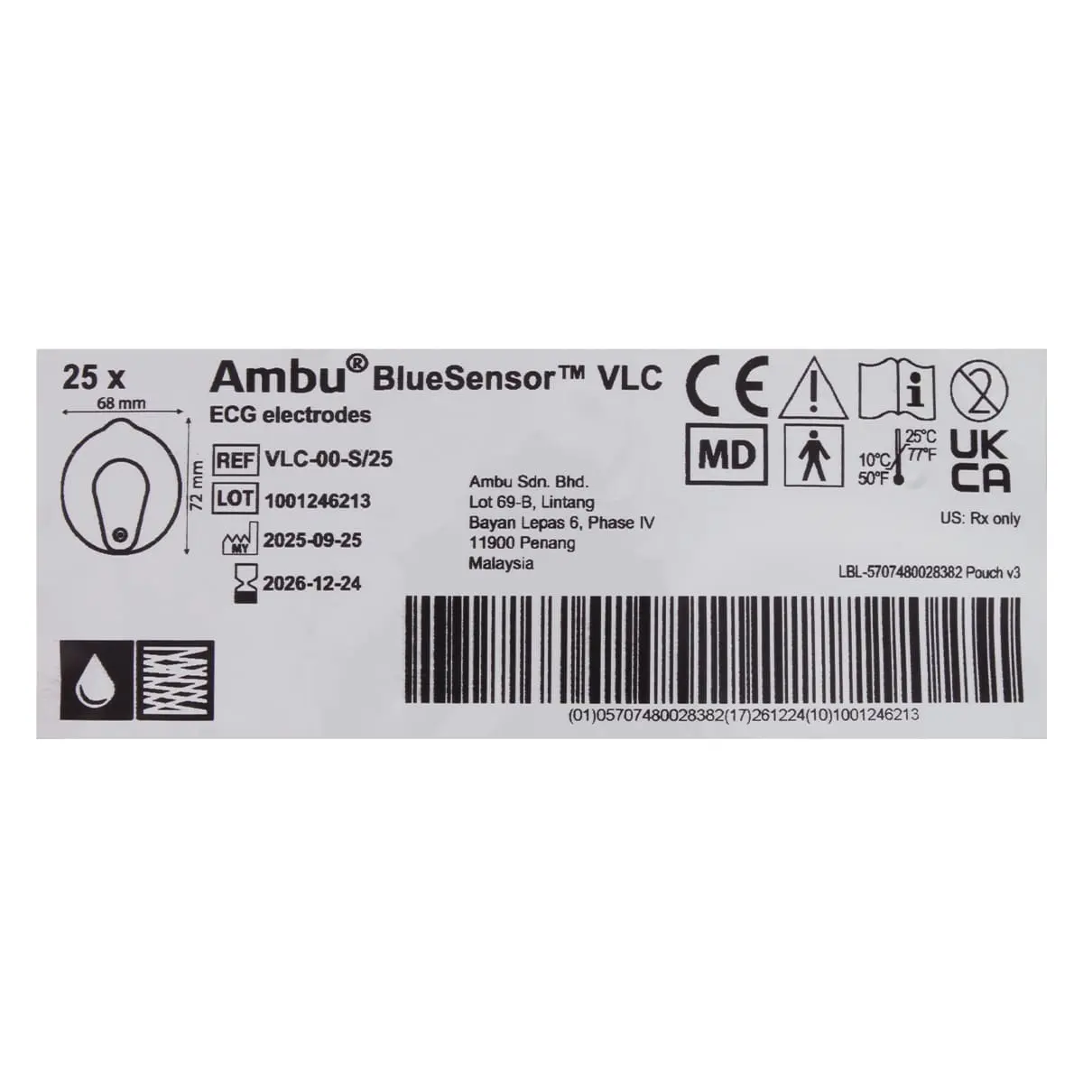 Électrodes ECG à usage unique BlueSensor VLC-00-S/25 Électrodes ECG à usage unique BlueSensor VLC-00-S/25