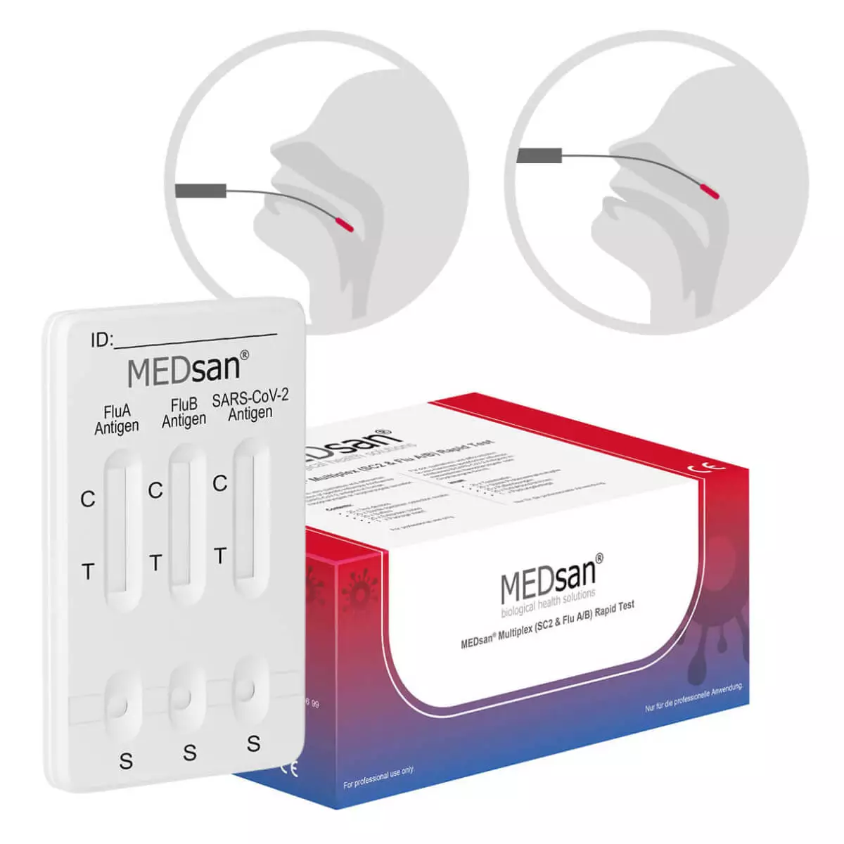 MEDsan Multiplex (SC2 & Flu A/B) Rapid Test MEDsan Multiplex (SC2 & Flu A/B) Rapid Test