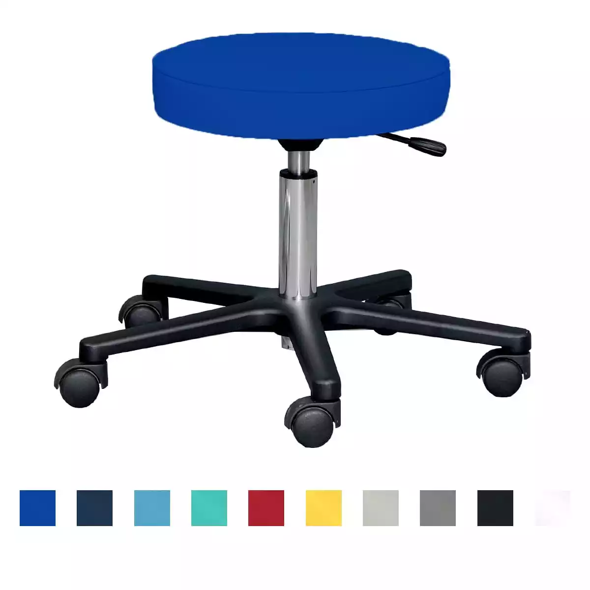  Tabouret à roulettes avec piétement en aluminium noir