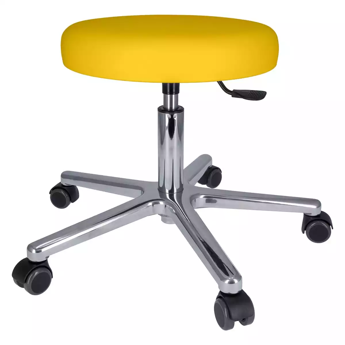 Tabouret à roulettes pivotant avec piétement en aluminium Tabouret à roulettes pivotant avec piétement en aluminium