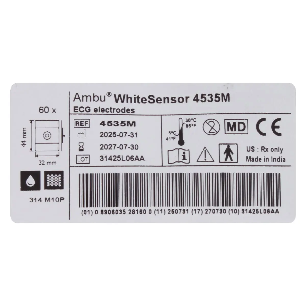 Électrodes ECG à usage unique WhiteSensor 4535M Électrodes ECG à usage unique WhiteSensor 4535M