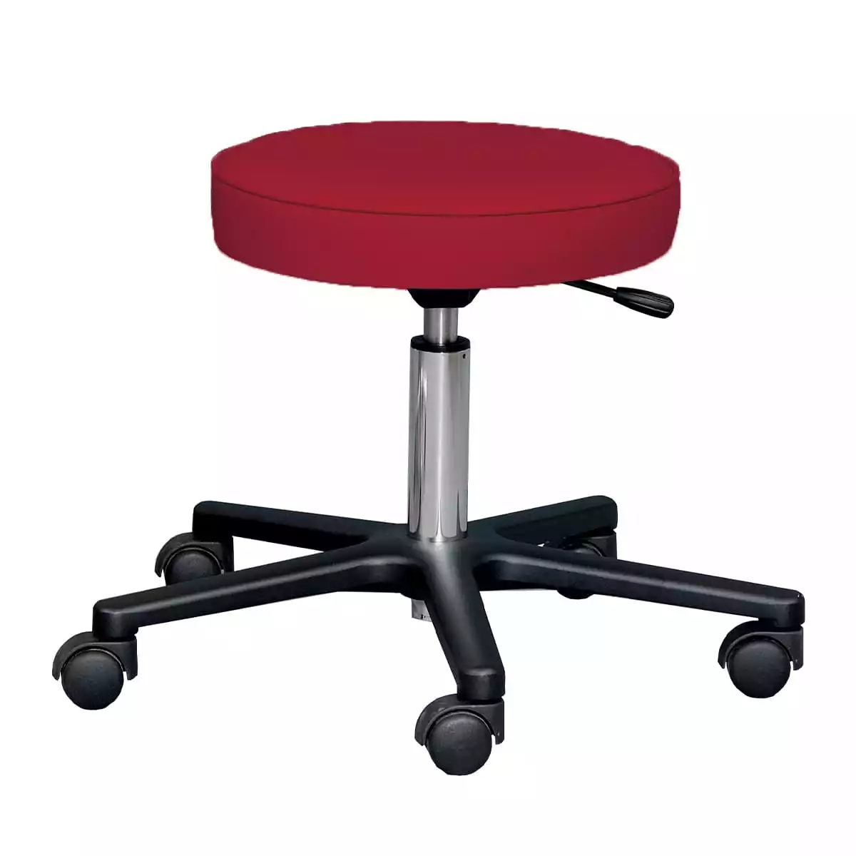 Drehhocker mit schwarzem Aluminium-Fußkreuz Drehhocker mit schwarzem Aluminium-Fußkreuz