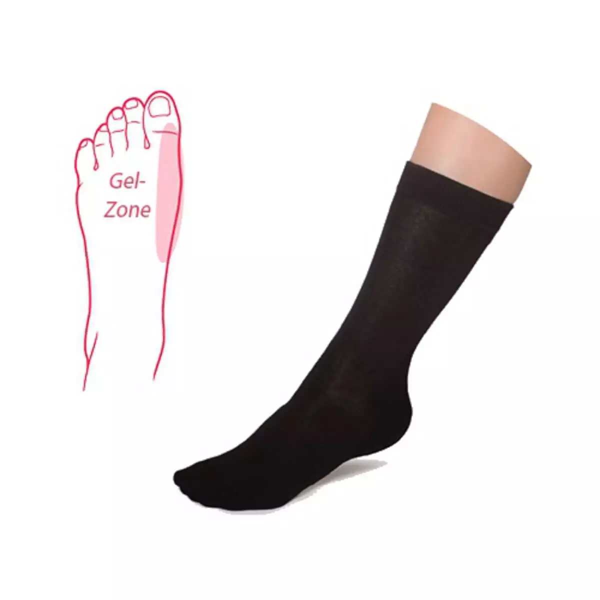  Bas avec zone de gel intégrée pour l'hallux