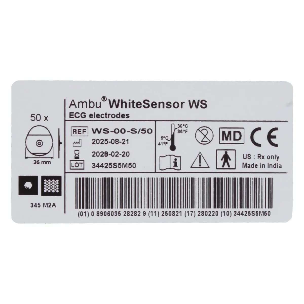 Électrodes ECG à usage unique WhiteSensor WS-00-S/50 Électrodes ECG à usage unique WhiteSensor WS-00-S/50