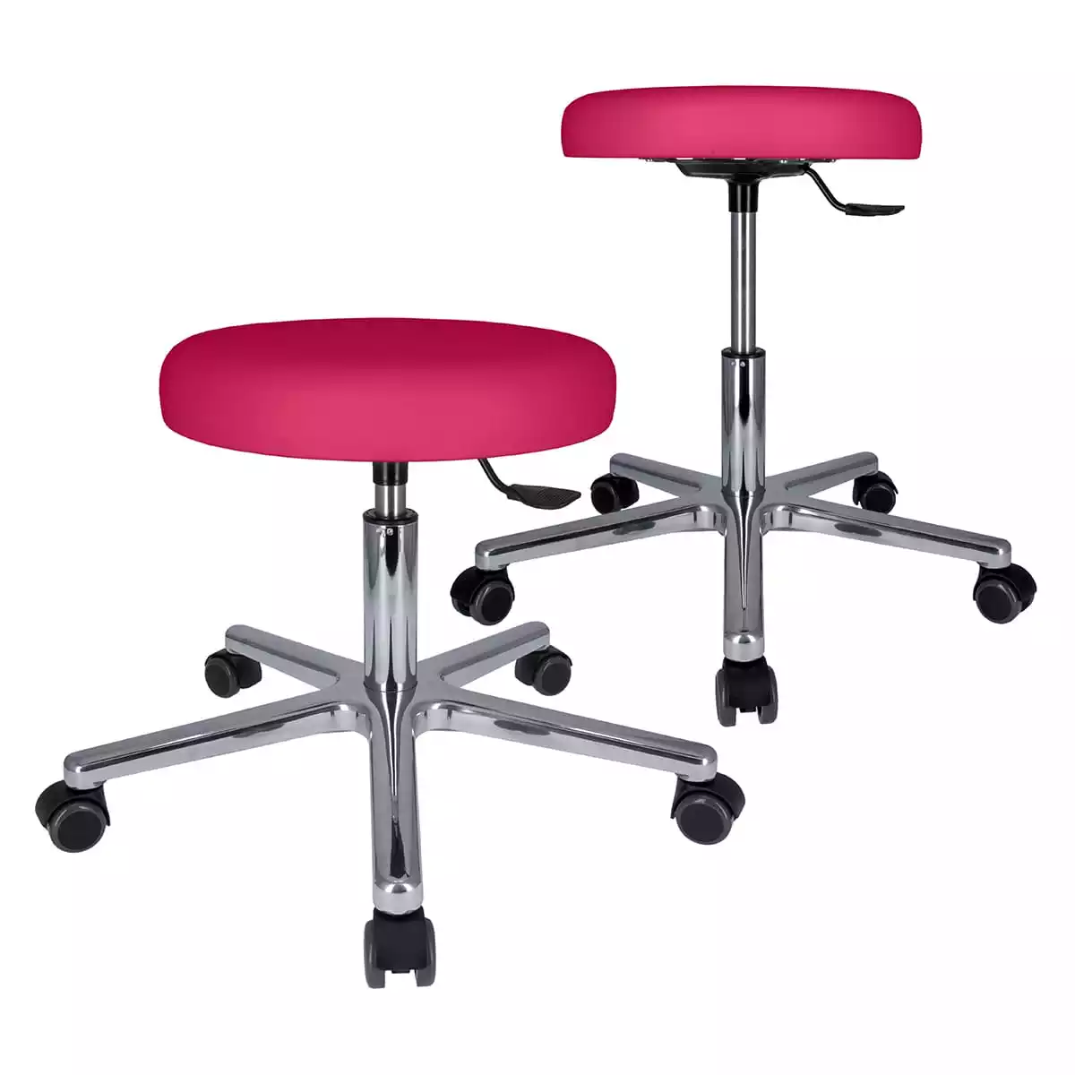 Tabouret à roulettes pivotant avec piétement en aluminium Tabouret à roulettes pivotant avec piétement en aluminium