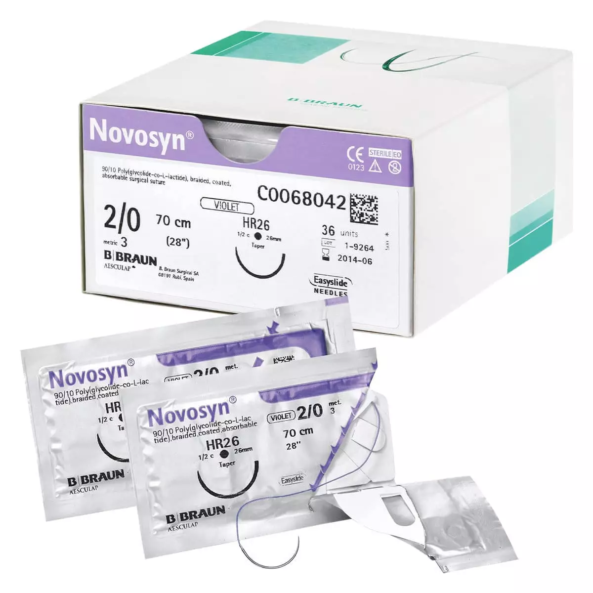  Fils de suture courts Novosyn Precut