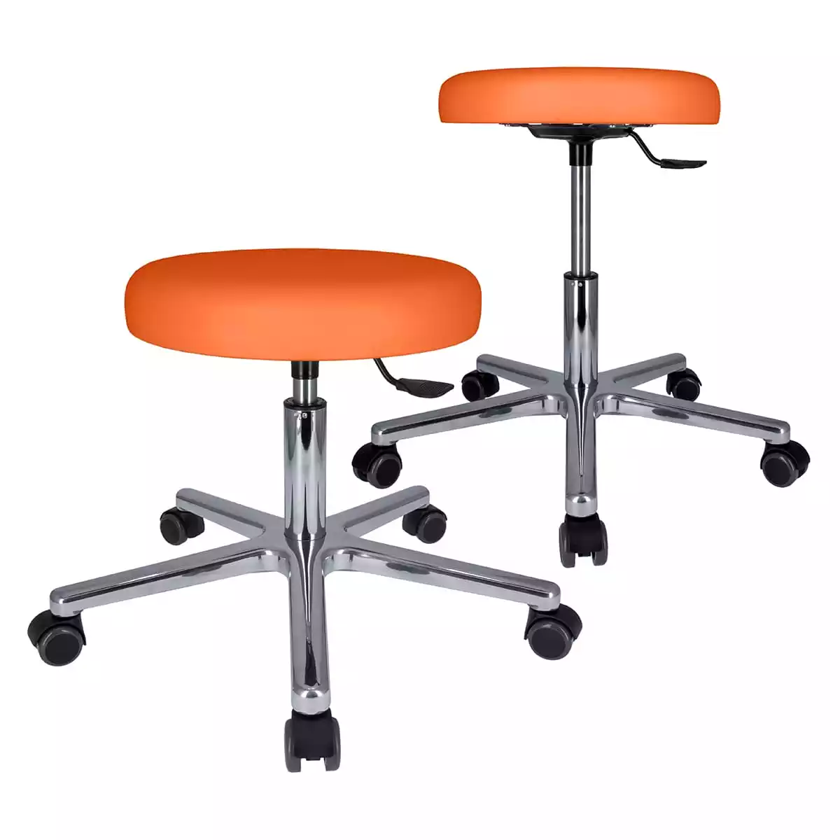  Tabouret à roulettes pivotant avec piétement en aluminium